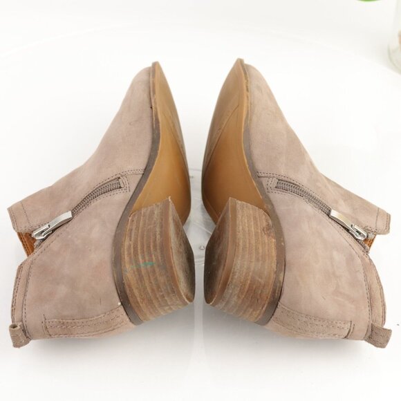Franco Sarto Womens Laslo Boot Size 8 Tan Nubuck Bootie Low Block Heel Comfy - Picture 8 of 12
